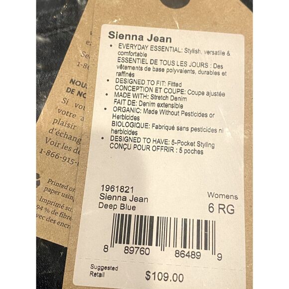 NWT prAna Sienna Skinny Stretch Cotton Jeans Mid Rise 16 / 28 Deep Blue #3221 - Picture 7 of 14